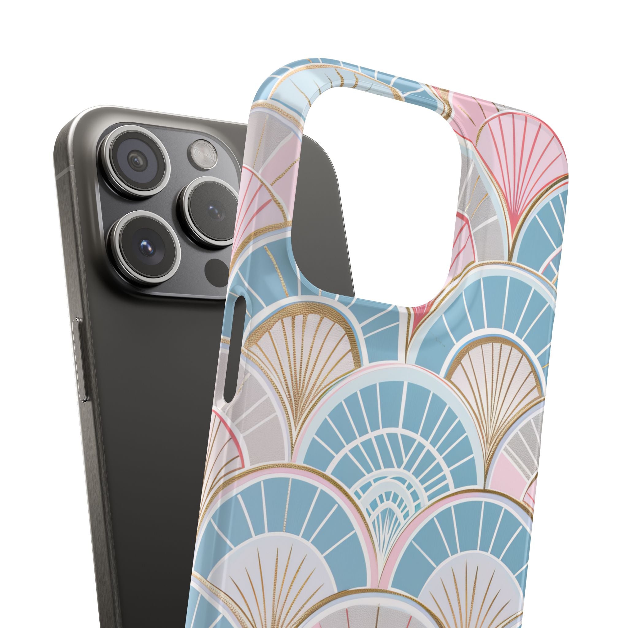 Art Deco Pastel Fan Pattern - Slim iPhone 15 Phone Case