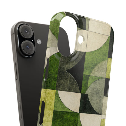 Green Geometric Harmony - Slim iPhone 16 Phone Case