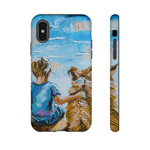 Boy with Dog - Protective Phone Case