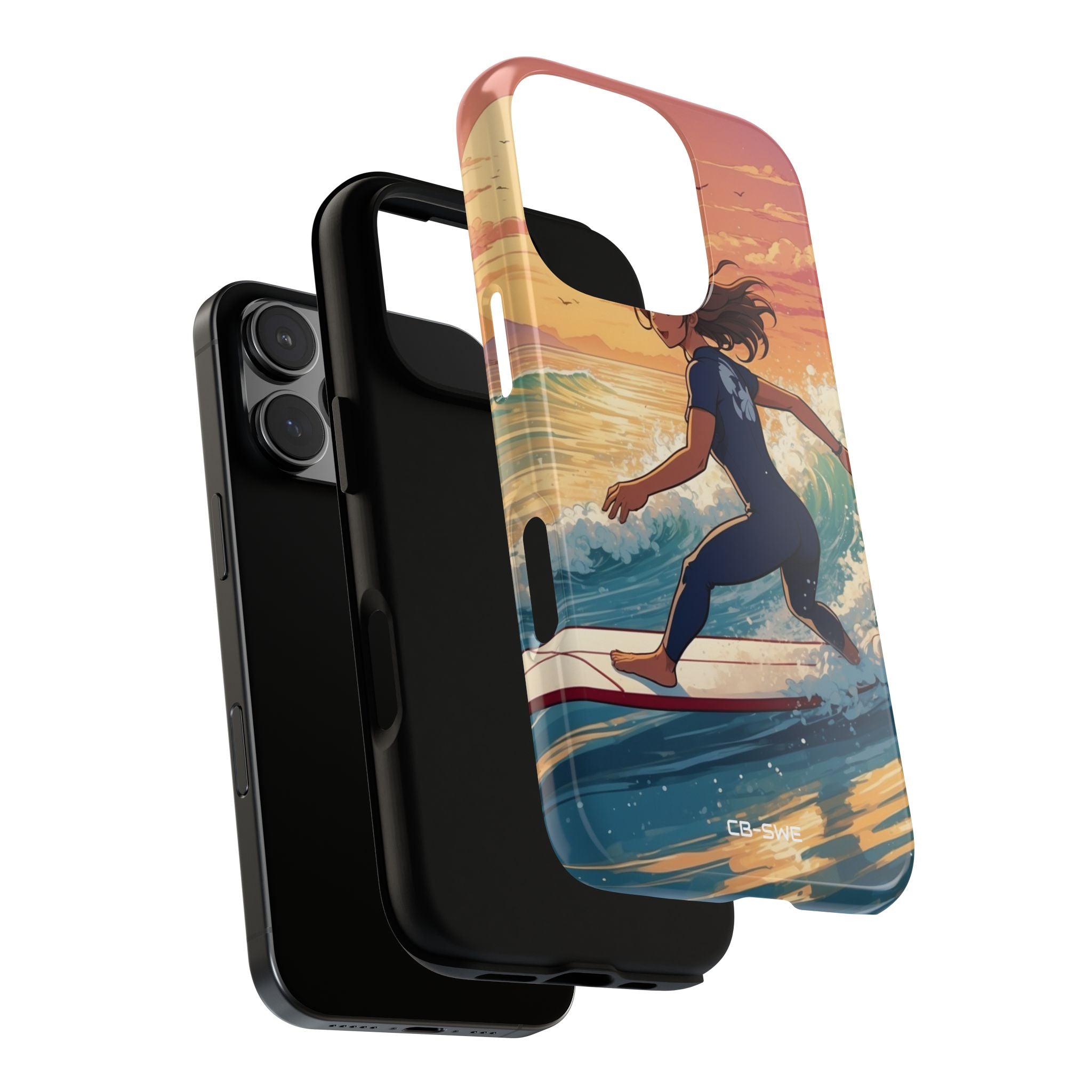 Surfing Into Sunset - iPhone Case