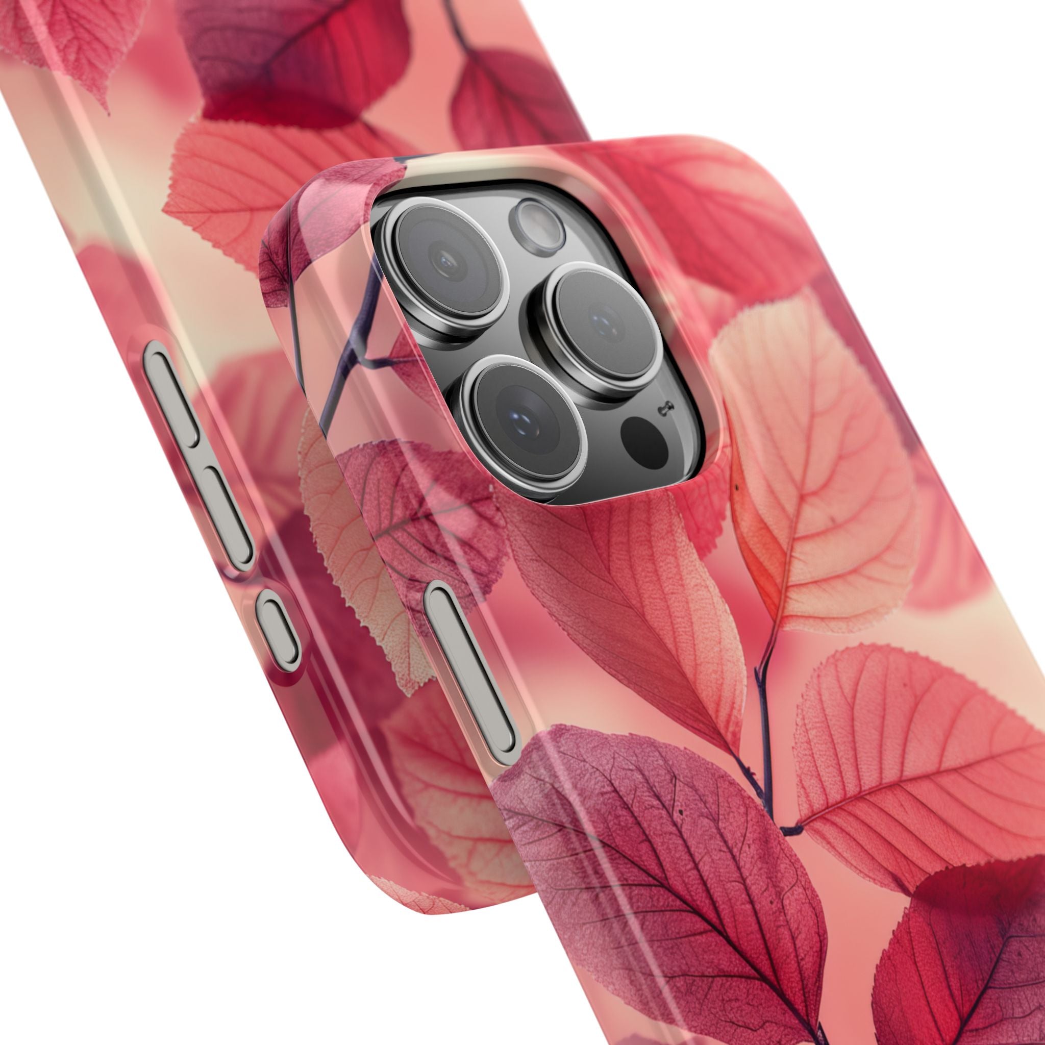 Elegant Pink Leaves iPhone 16 - Slim Phone Case