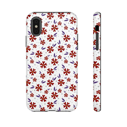 Red Flower Pattern - Protective Phone Case