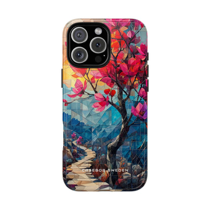 Vibrant Geometric Tree Landscape iPhone 16 | Tough+ Phone Case