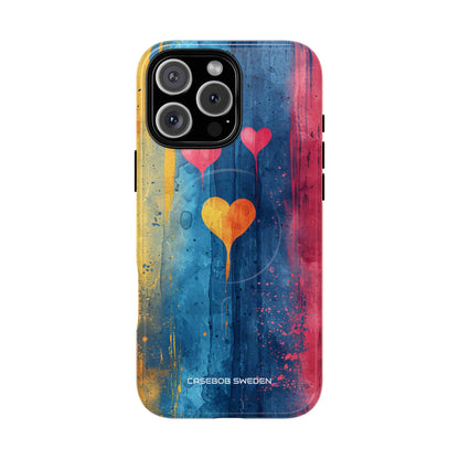 Hearts Watercolor Art - Tough + MagSafe® iPhone 16 Phone Case