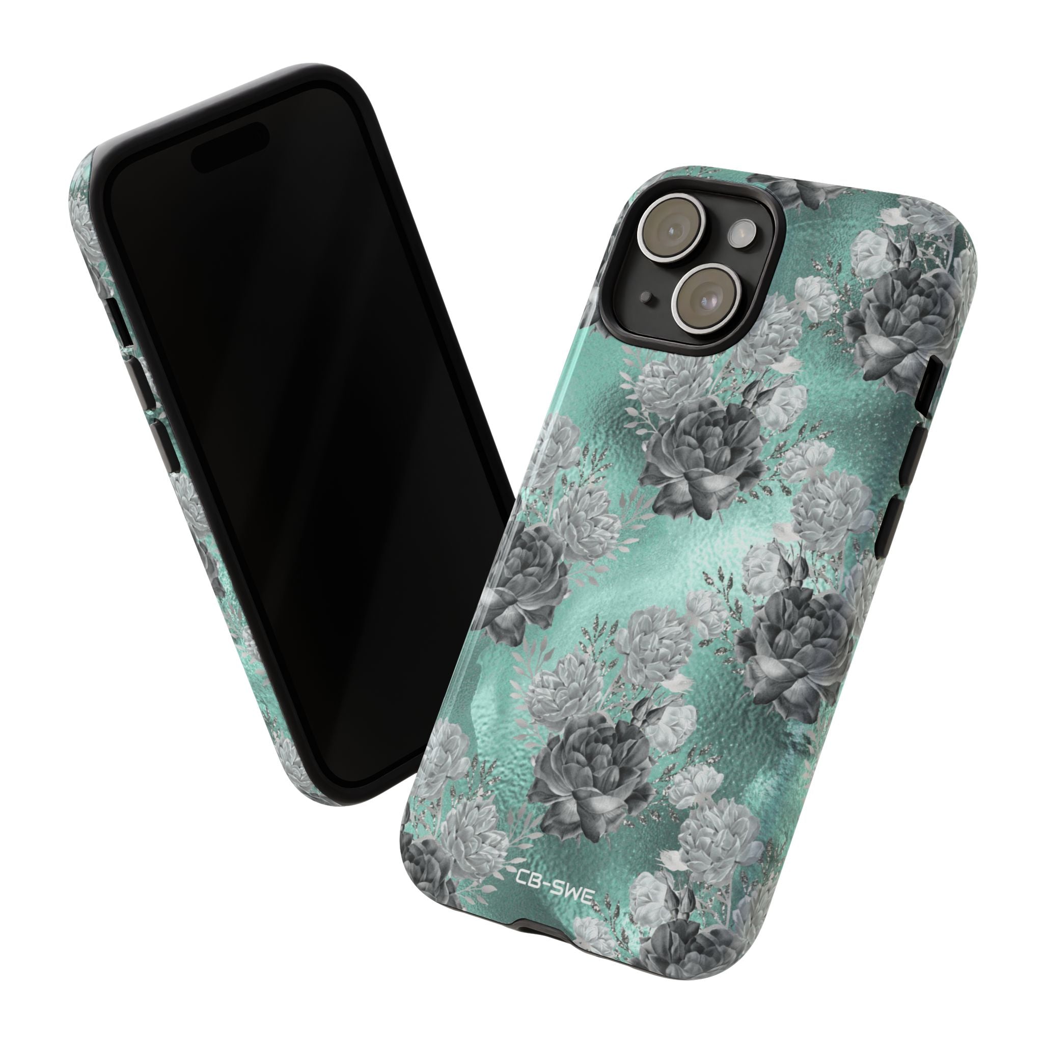 Teal Floral Elegance - iPhone Case