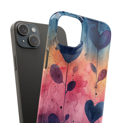 Watercolor Heart Art - Slim iPhone 15 Phone Case