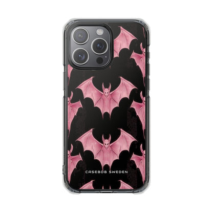 Gothic Pink Bats Aflame iPhone 15 - Clear Impact Phone Case