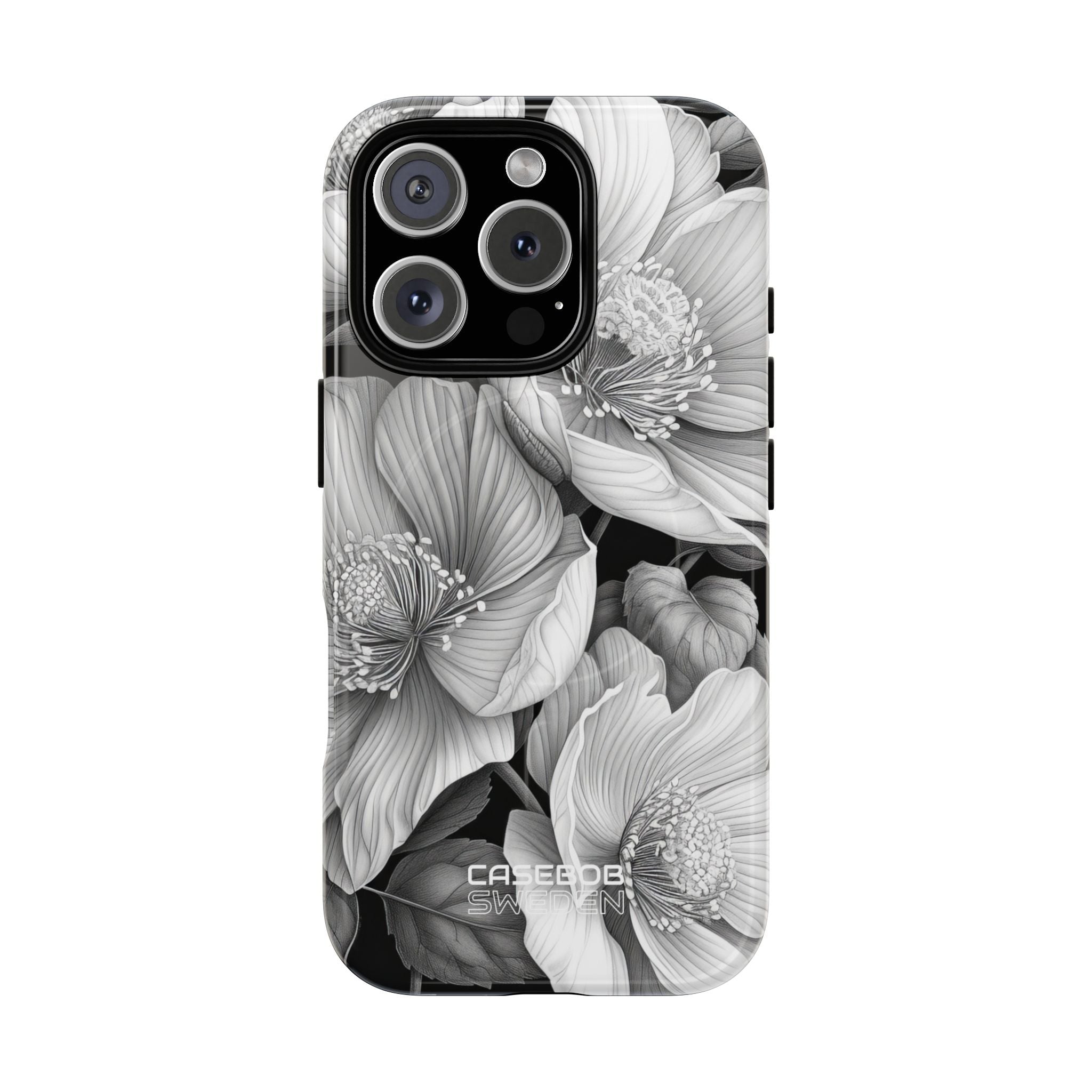 Monochrome Petal Dance iPhone 16 - Tough+