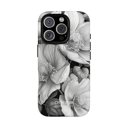 Monochrome Petal Dance iPhone 16 - Tough+