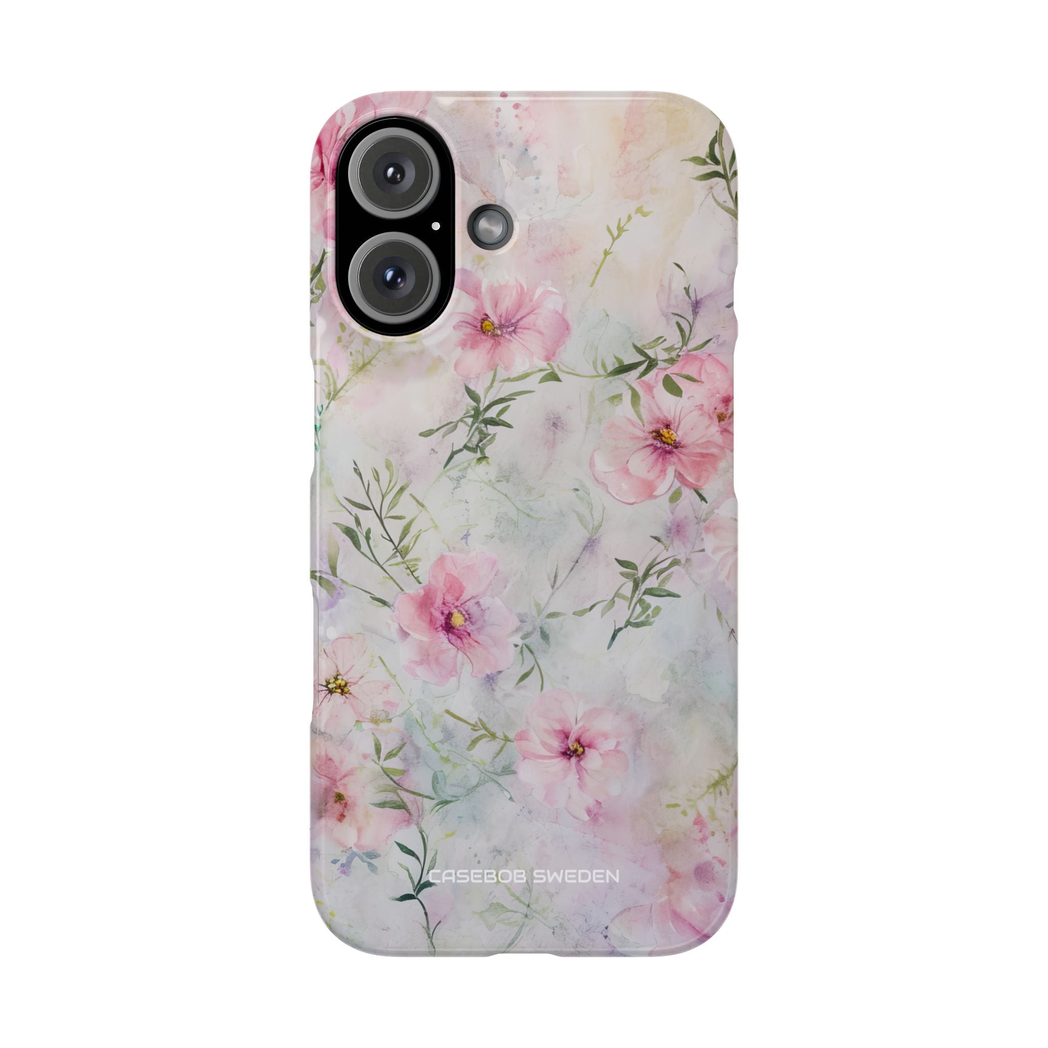 Pink Floral Watercolor Decor - Slim iPhone 16 Phone Case