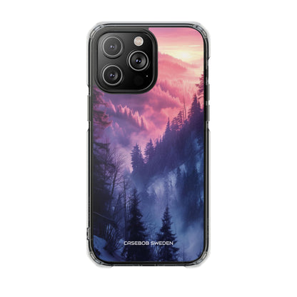 Misty Forest Serenity - Clear Impact iPhone 14 Phone Case