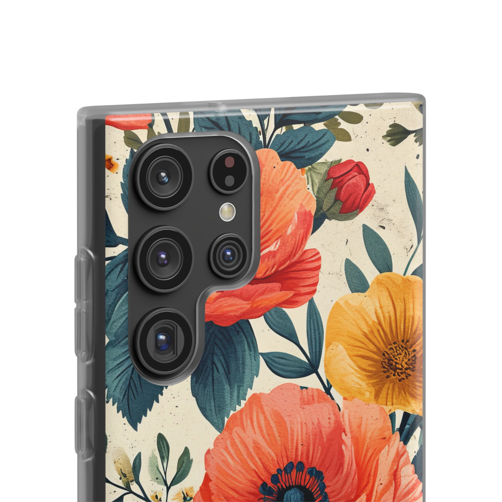 Vibrant Botanical Poppies - Flexi Samsung S22 Phone Case