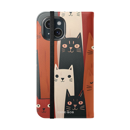 Cat Columns Orange - iPhone 15 Case - Wallet