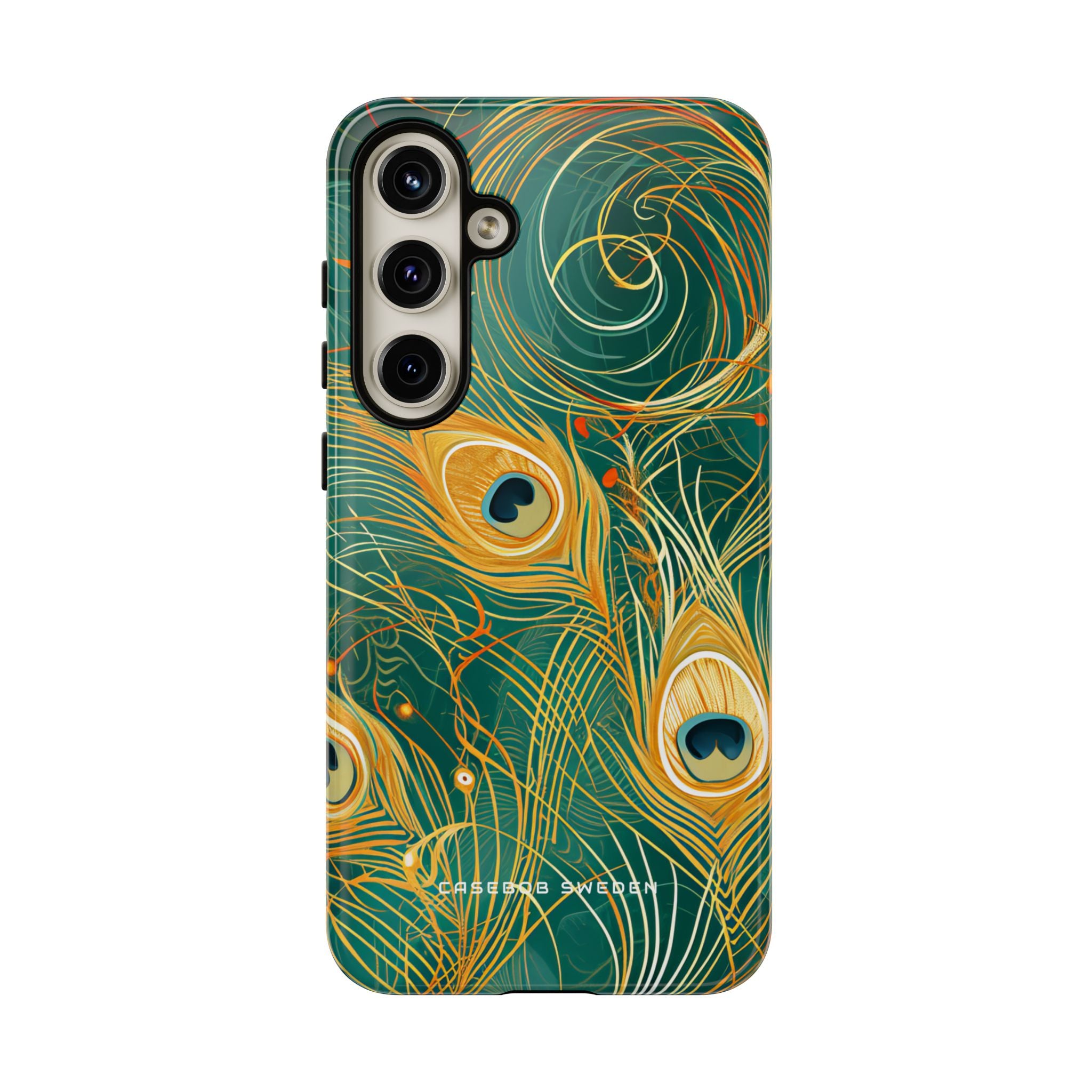 Peacock Elegance in Teal and Gold Samsung S24 - Tough Phone Case