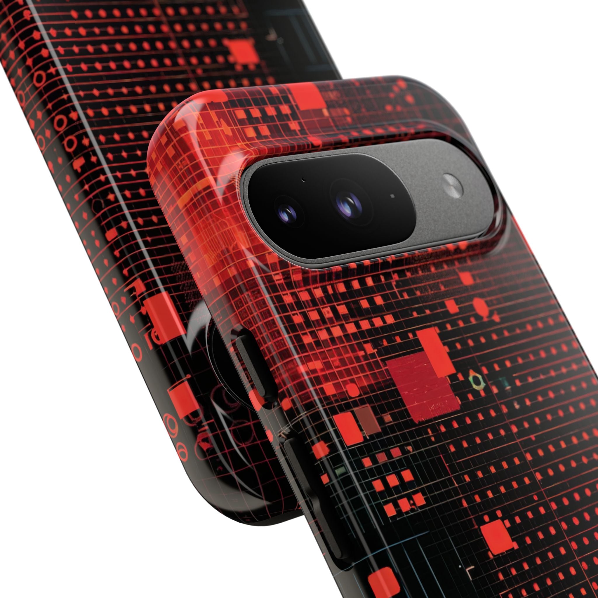 Crimson Circuit Grid Google Pixel 9 - Tough