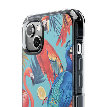 Tropical Flamingo Bliss - Clear Impact iPhone 14 Phone Case