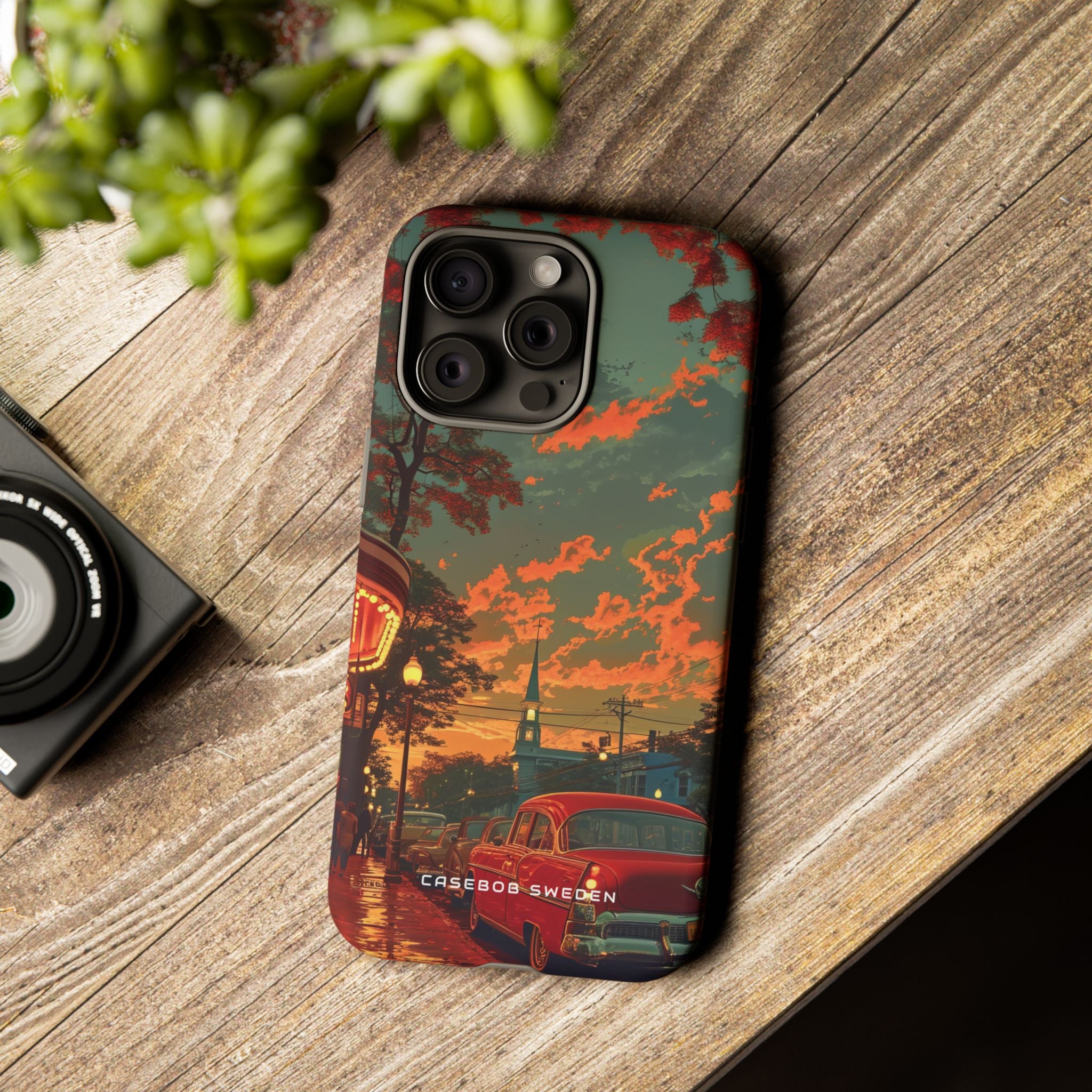 Mid-Century Nostalgia Streetscape iPhone 15 - Tough Phone Case