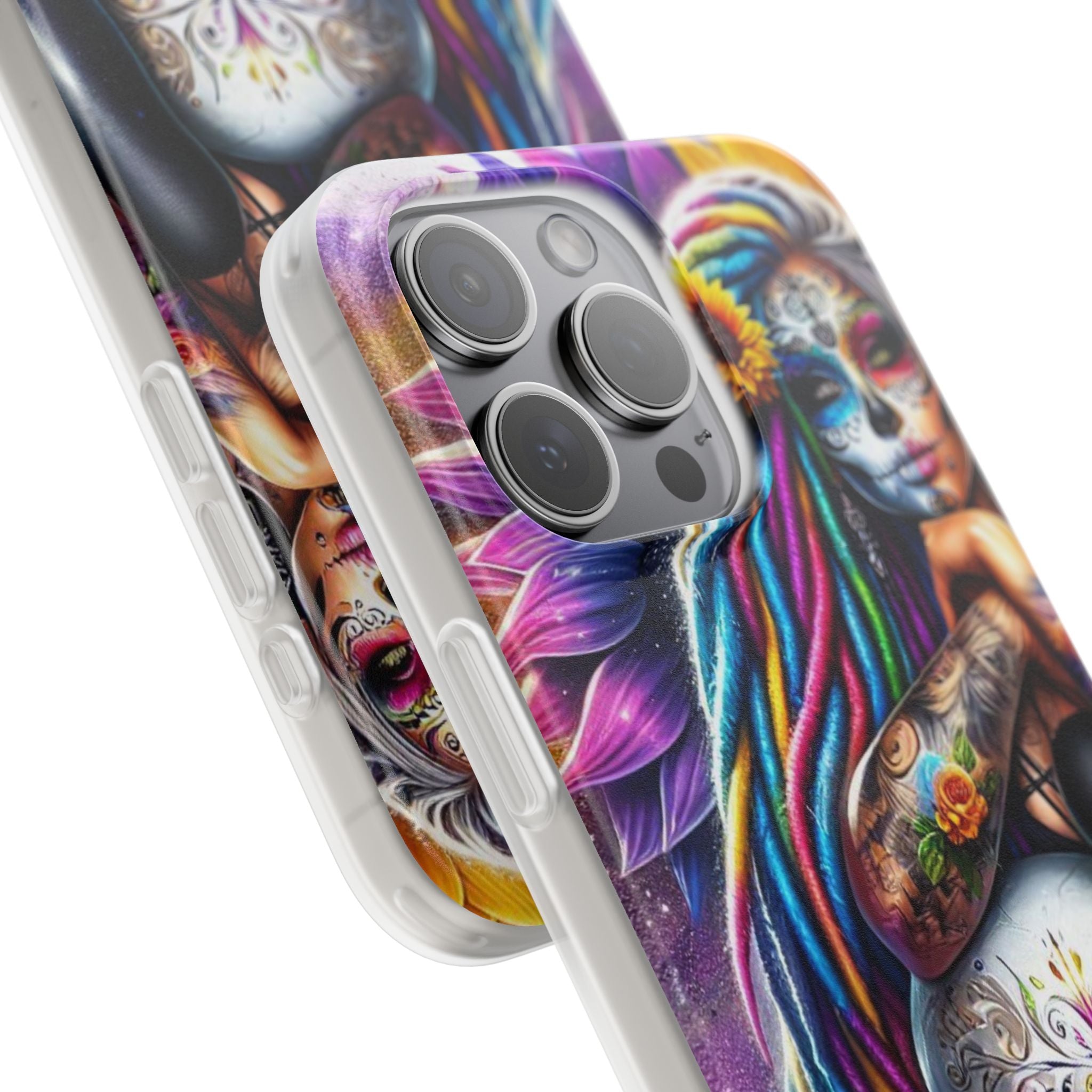 Sunflower Skull Glow iPhone 15 Pro Max Case - Soft