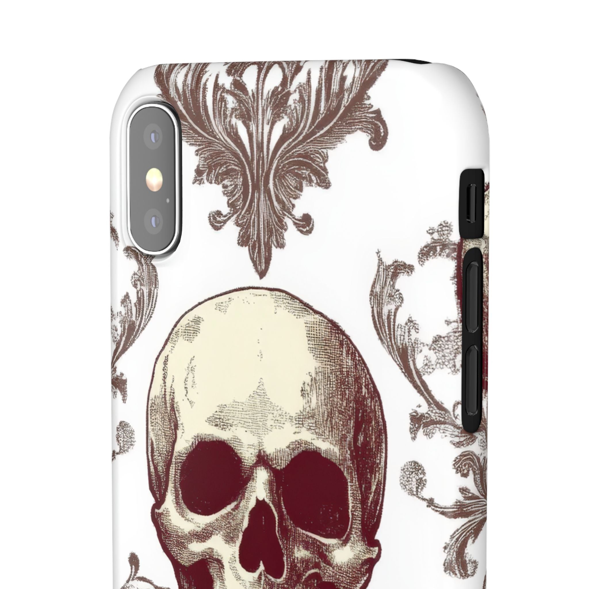 Gothic Skulls and Ornate Foliage  iPhone X - Slim Phone Case