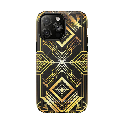 Golden Geometric Opulence iPhone 14 | Tough+ Phone Case