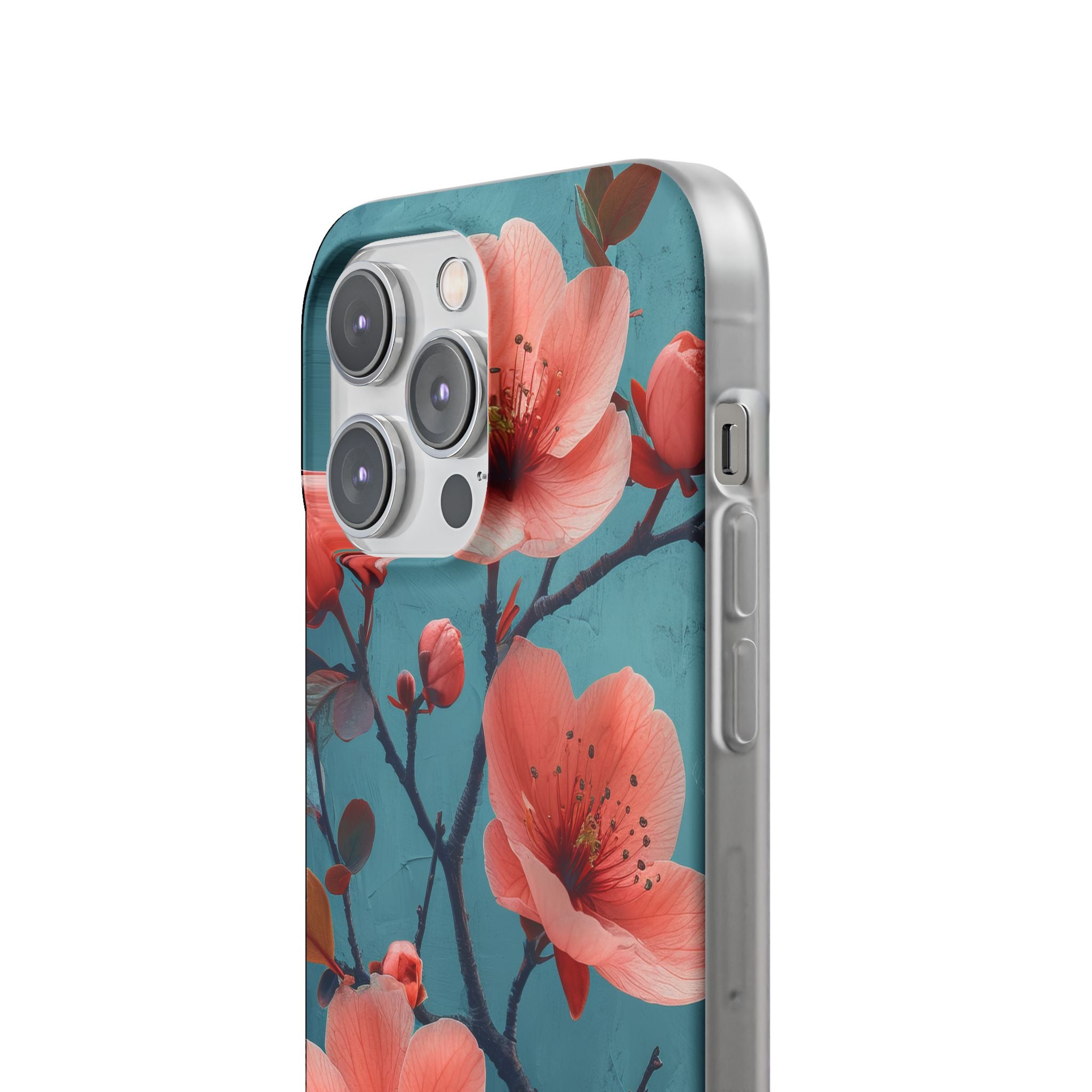 Teal Coral Blossom - Flexi iPhone 14 Phone Case