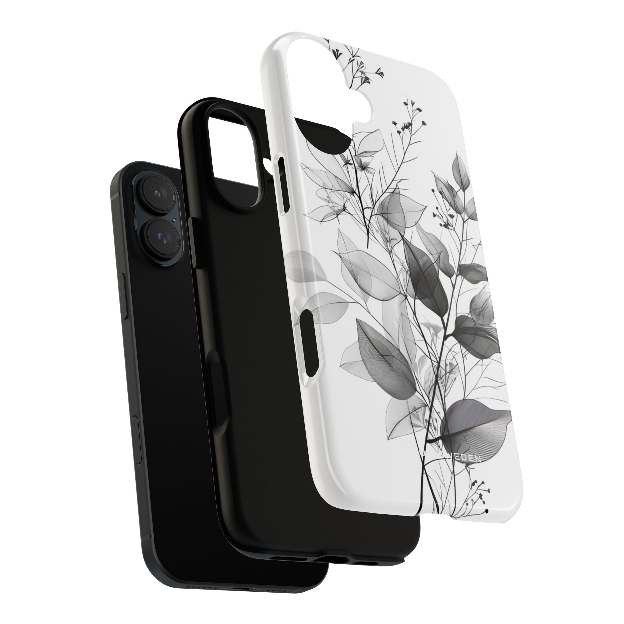 Monochrome Floral Elegance iPhone 16 - Tough Phone Case