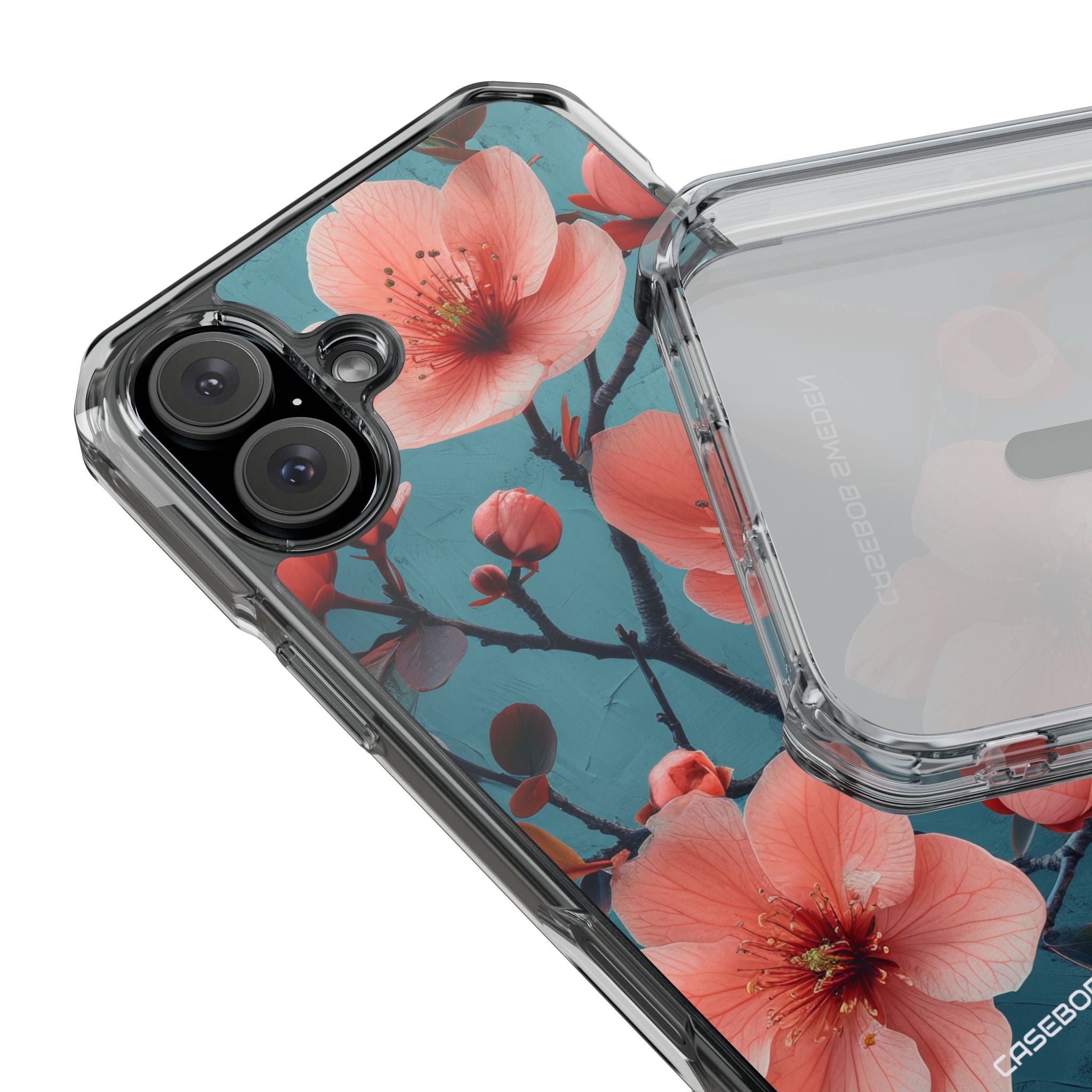 Teal Coral Blossom - Clear Impact iPhone 16 Phone Case