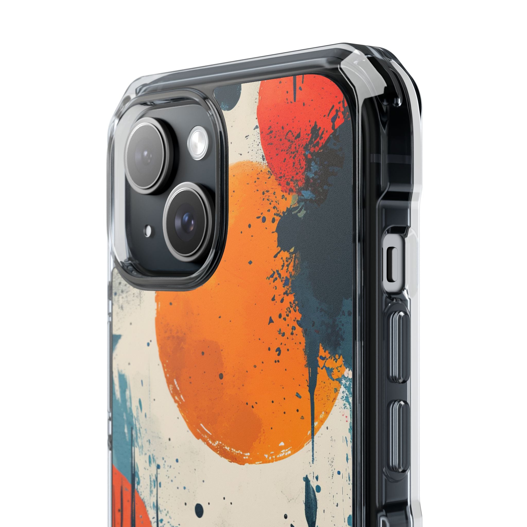 Orange Blue Splash - Clear Impact iPhone 15 Phone Case