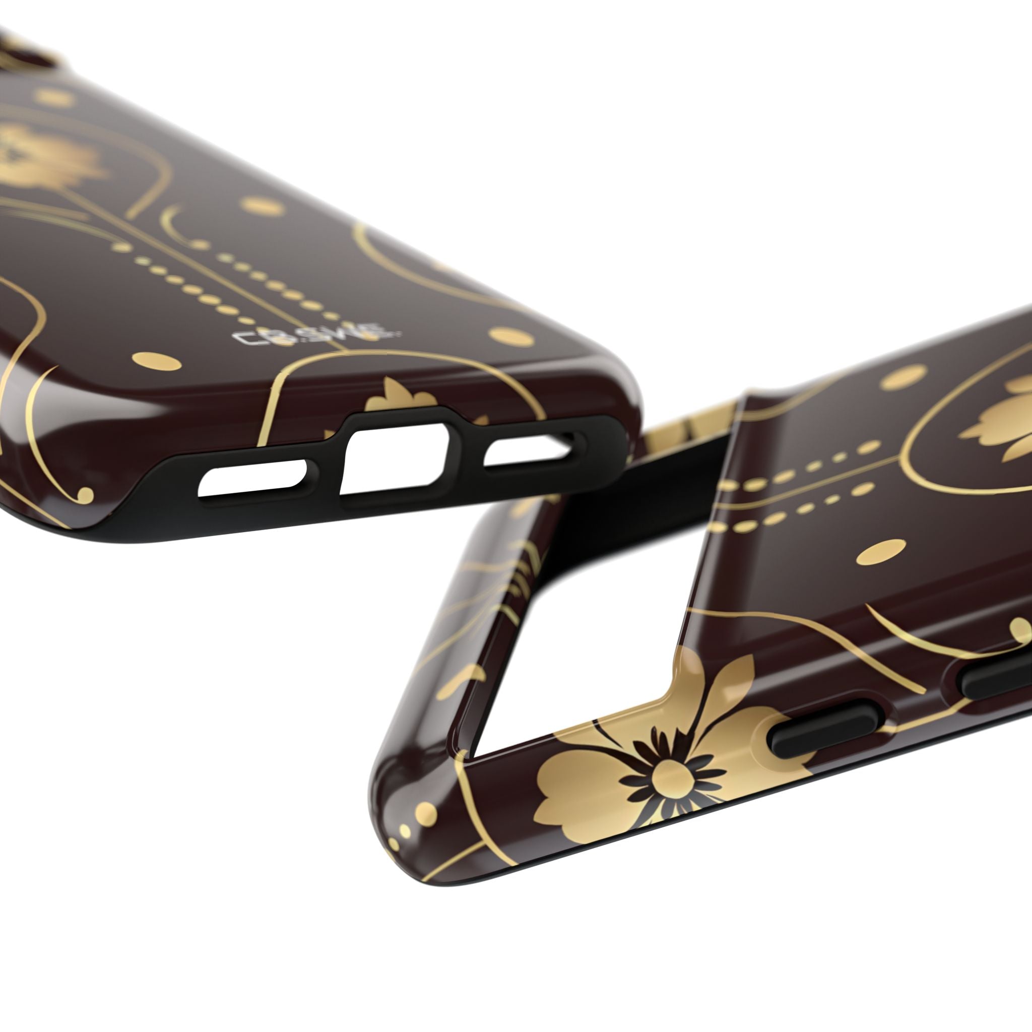 Elegant Gold Floral Symmetrical on Dark Brown Google Pixel 8 - Tough