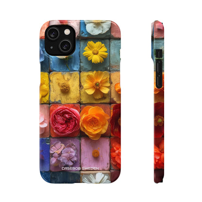 Vibrant Floral Tiles - Slim iPhone 14 Phone Case