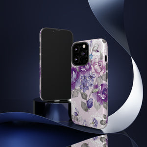 Beautiful vintage purple flower iPhone case (Protective) - Protective Phone Case