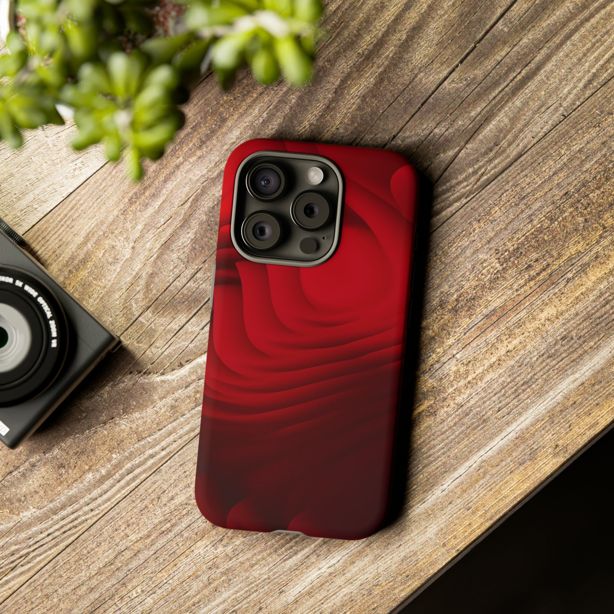 Red Center Waves - Protective Phone Case