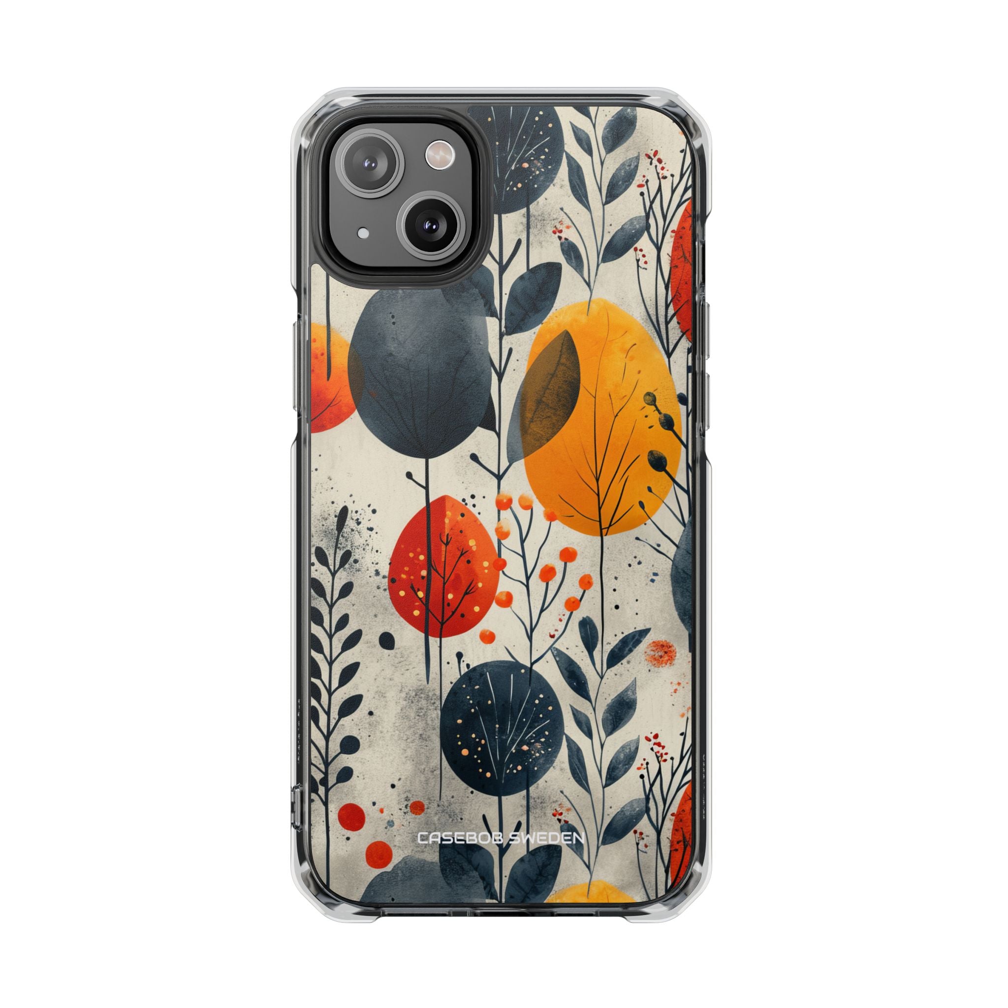 Modern Autumn Leaf Pattern - Clear Impact iPhone 14 Phone Case