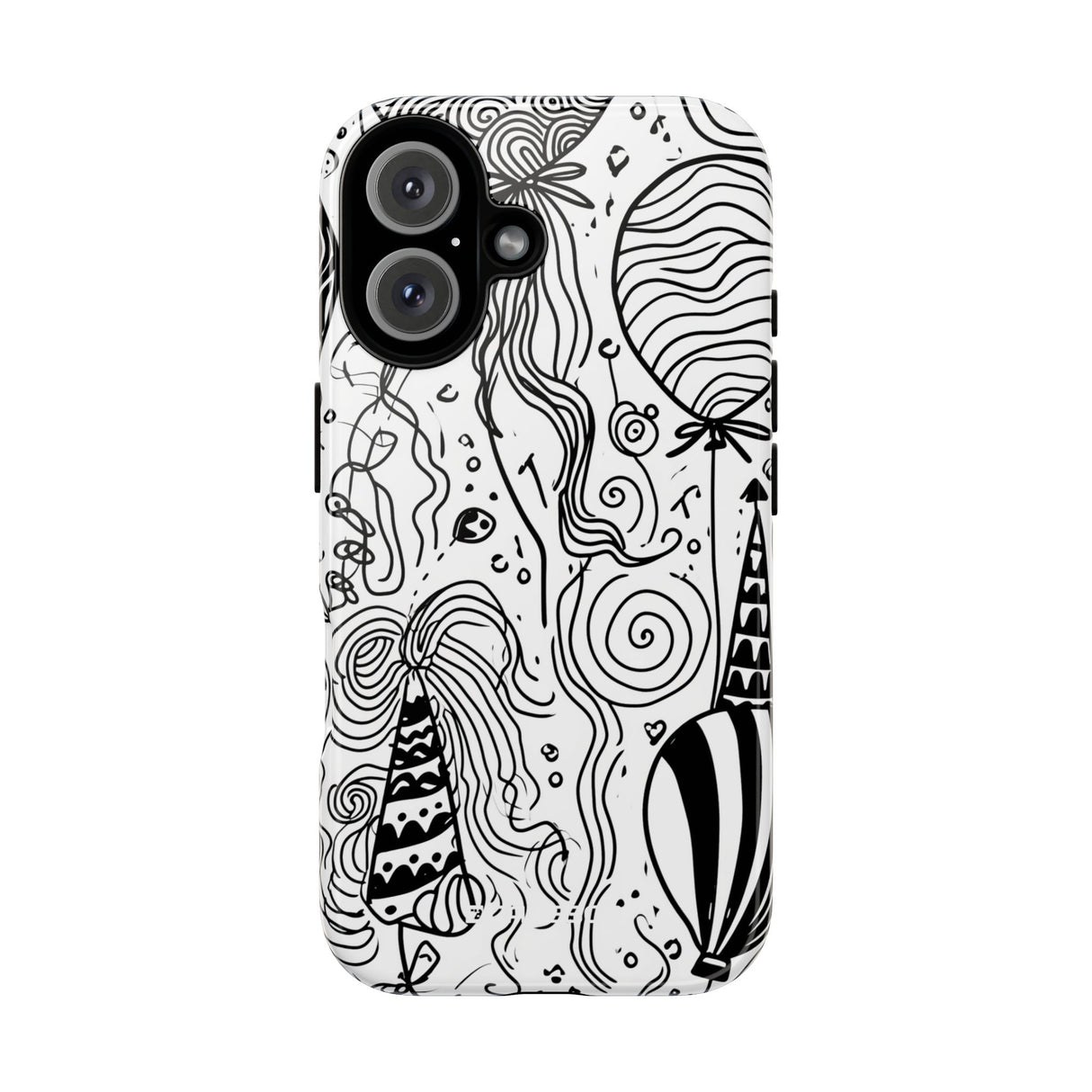 Whimsical Celebration in Black and White - for iPhone 16