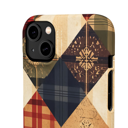 Rustic Geometric Patchwork Harmony iPhone 14 - Slim Phone Case