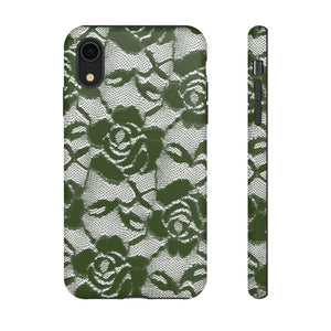 Green Lace Gothic Flower - Protective Phone Case