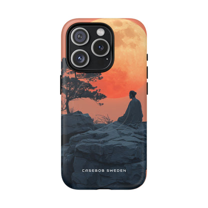 Zen Tranquility Under a Red Moon iPhone 15 | Tough+ Phone Case