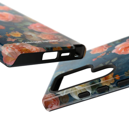 Blue Floral Elegance - Tough Samsung S24 Phone Case