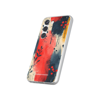 Red Blue Abstract Florals - Flexi Samsung S23 Phone Case