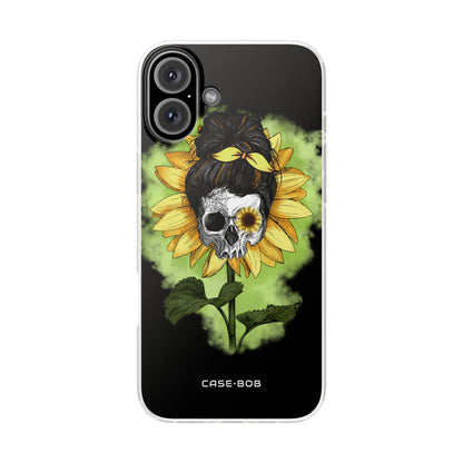 Sunflower Skull iPhone 16 Plus Case - Soft