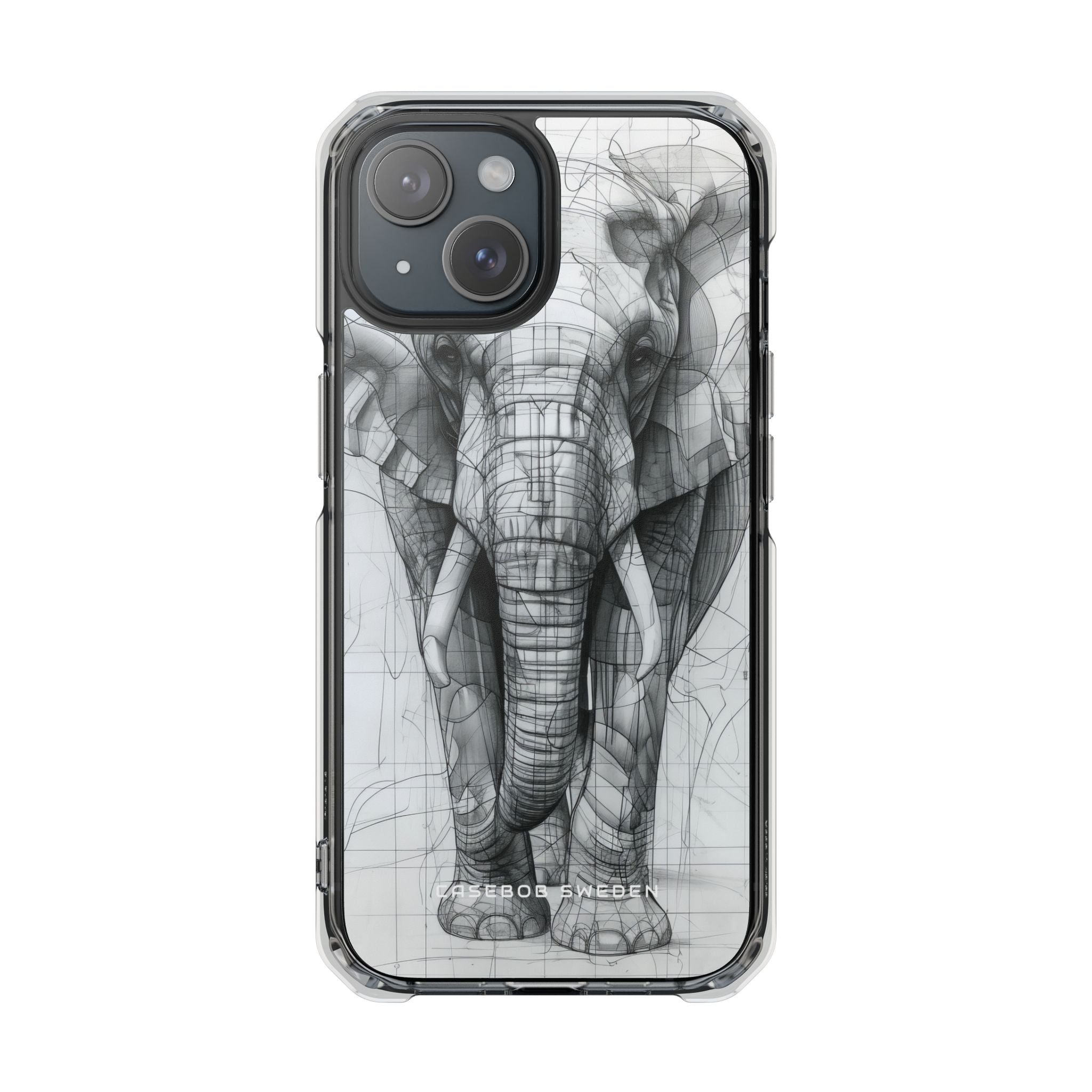 Elephant Line Geometry iPhone 15 - Clear Impact Phone Case