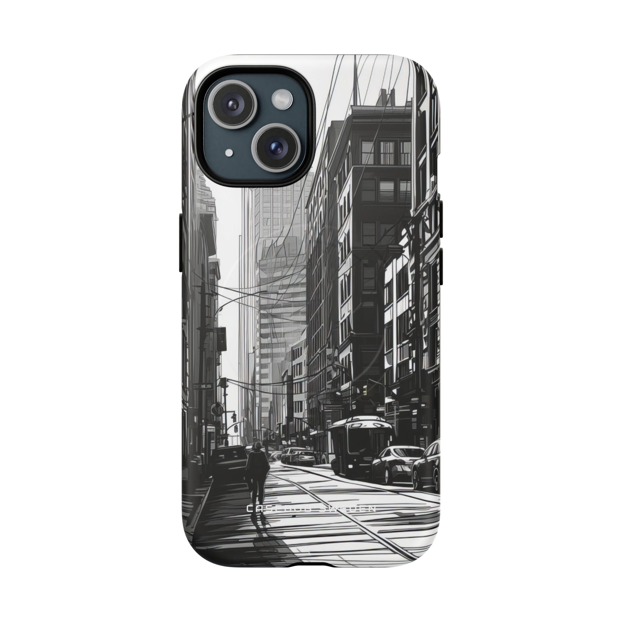 Urban Cityscape Line Perspective iPhone 15 | Tough+ Phone Case