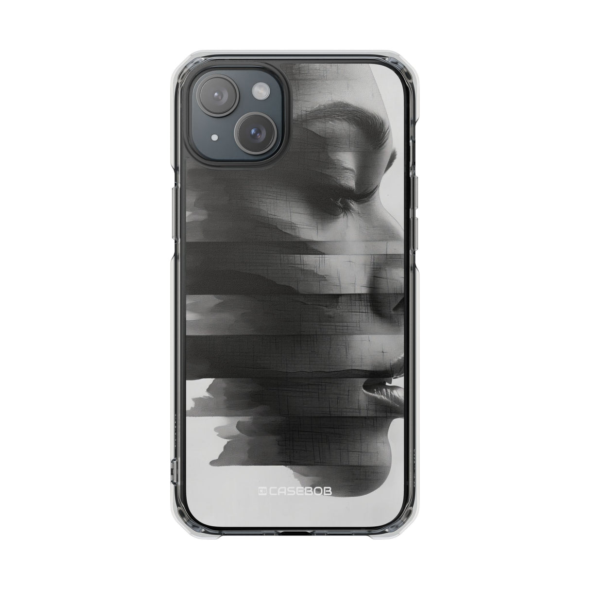 Abstract Glitch Portrait - Phone Case for iPhone (Clear Impact - Magnetic)