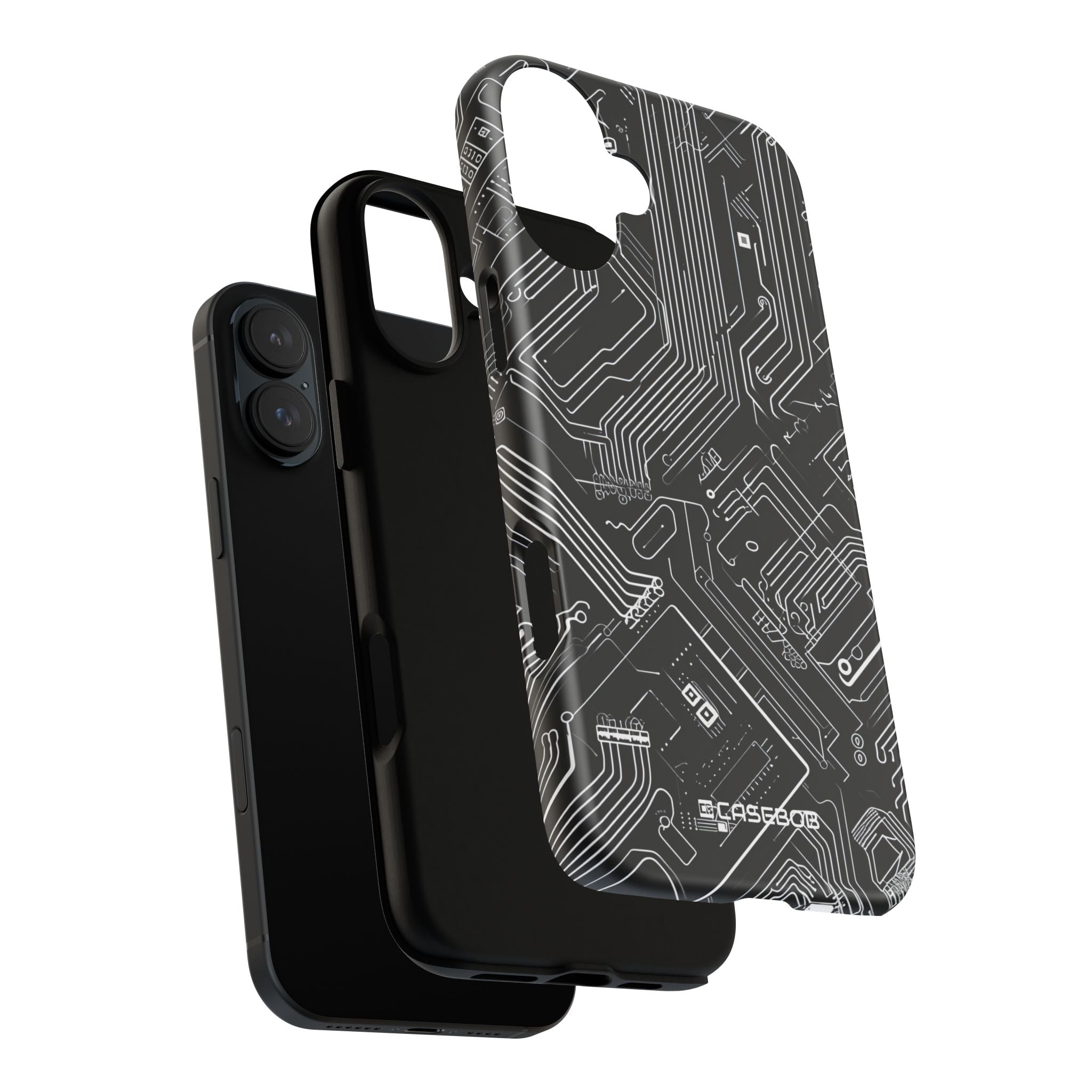 Circuitry Dreams: Abstract Black Design - for iPhone 16