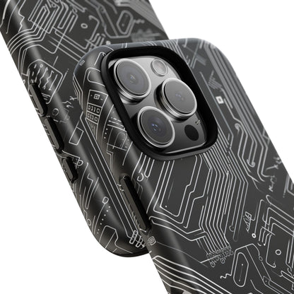 Circuitry Dreams: Abstract Black Design - for iPhone 16