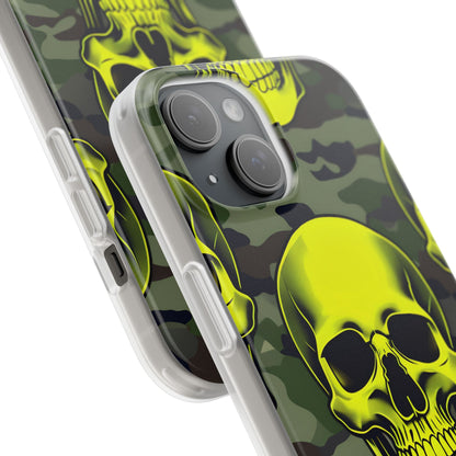 Neon Skull Camo iPhone 15 Case - Soft
