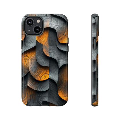 Grey Fire Orange Geometry - Protective Phone Case