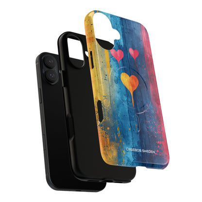 Hearts Watercolor Art - Tough + MagSafe® iPhone 16 Phone Case