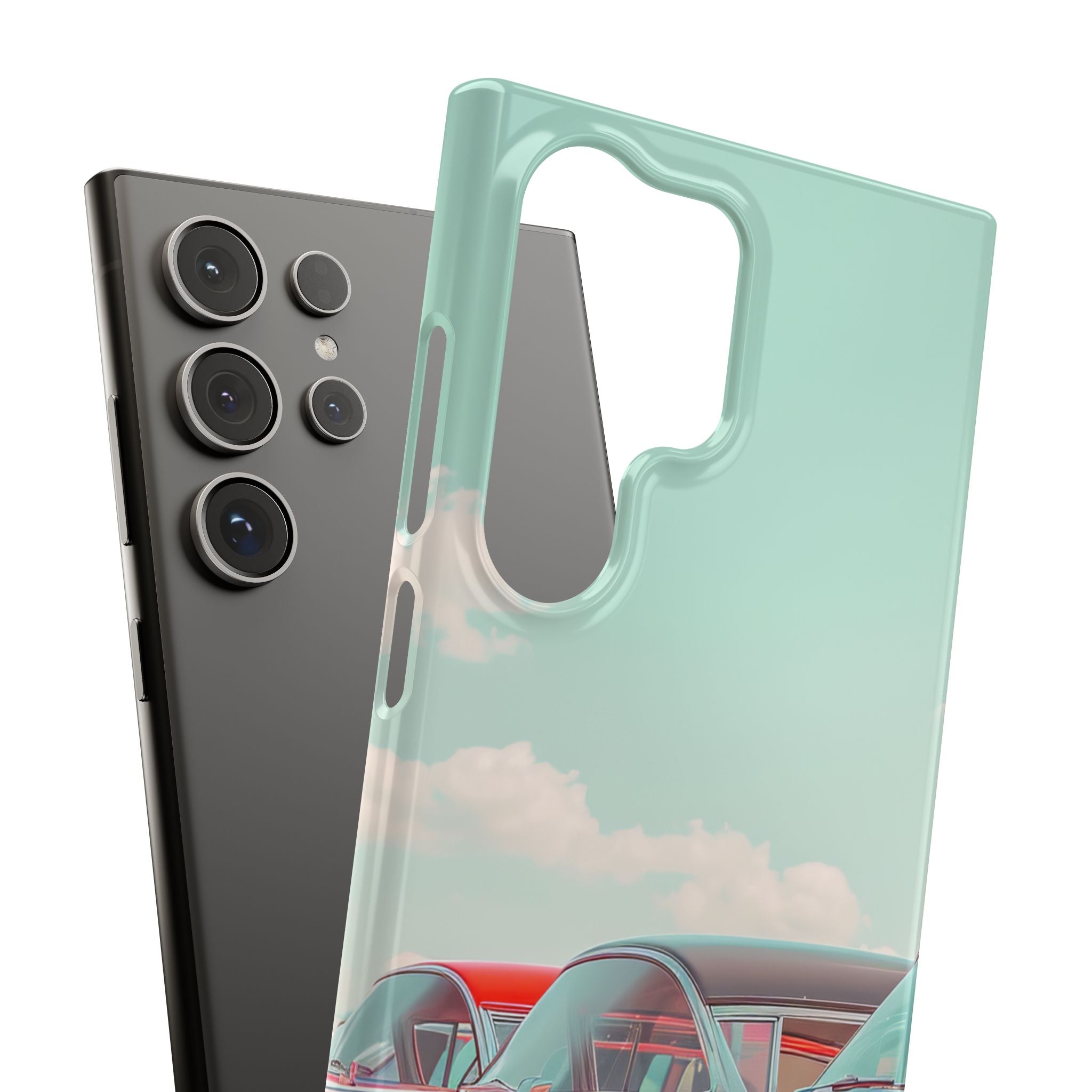 Vintage Turquoise Cars - Slim Samsung S24 Phone Case