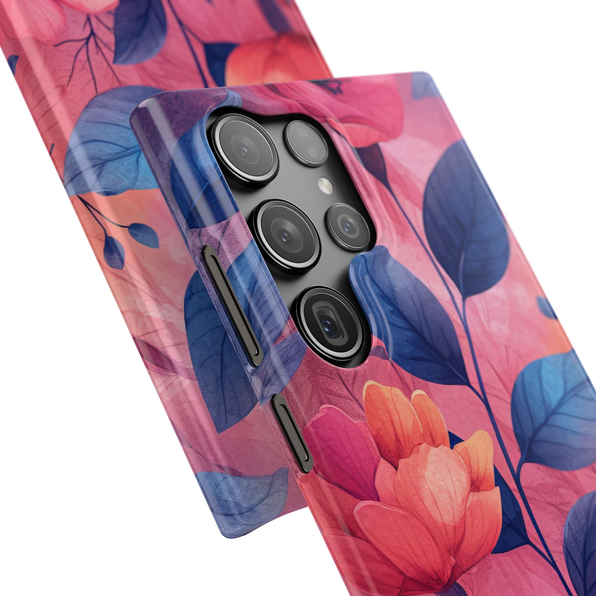 Pink Blue Floral - Slim Samsung S23 Phone Case